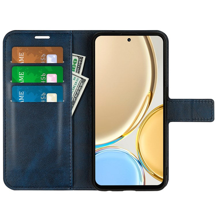 Square Magnetic Clasp Folio Flip Mobile Phone Leather Case for Honor X30/Magic4 Lite 5G, Wallet Design Stand Cover - Blue
