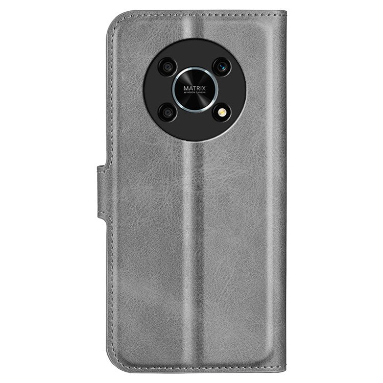 Square Magnetic Clasp Folio Flip Mobile Phone Leather Case for Honor X30/Magic4 Lite 5G, Wallet Design Stand Cover - Grey