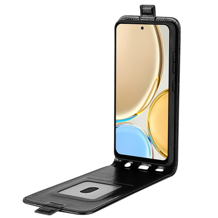 Vertical Flip Crazy Horse Texture Leather Case for Honor X30/Magic4 Lite 5G, Fingerprint-Free Phone Case with Single Card Holder - Black