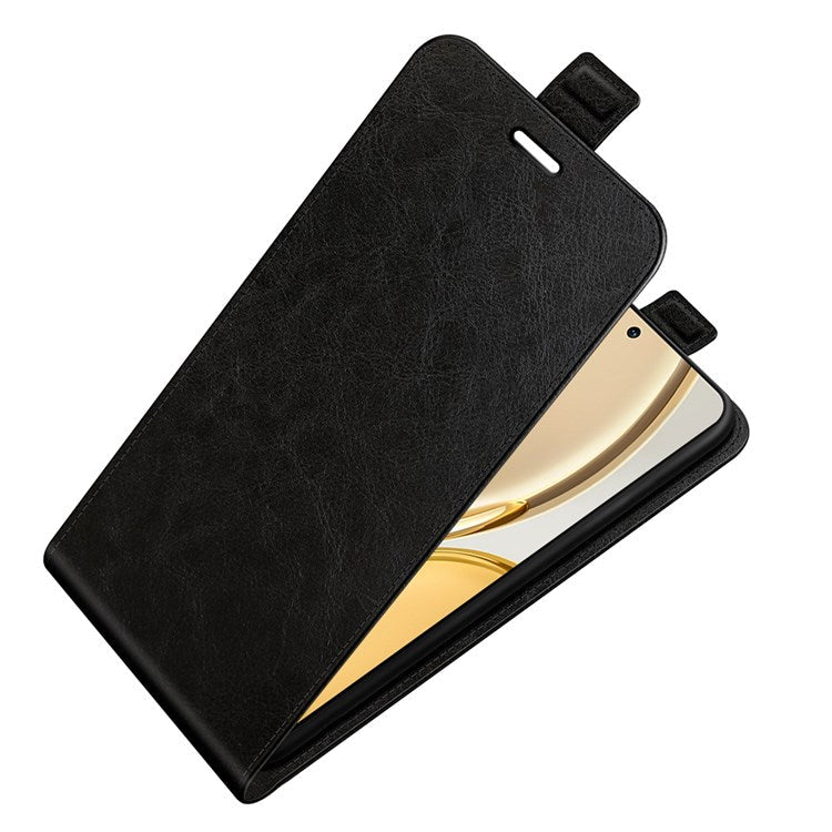 Vertical Flip Crazy Horse Texture Leather Case for Honor X30/Magic4 Lite 5G, Fingerprint-Free Phone Case with Single Card Holder - Black