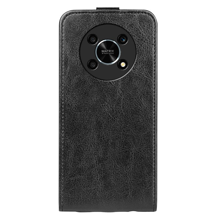 Vertical Flip Crazy Horse Texture Leather Case for Honor X30/Magic4 Lite 5G, Fingerprint-Free Phone Case with Single Card Holder - Black