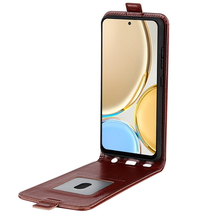 Vertical Flip Crazy Horse Texture Leather Case for Honor X30/Magic4 Lite 5G, Fingerprint-Free Phone Case with Single Card Holder - Brown