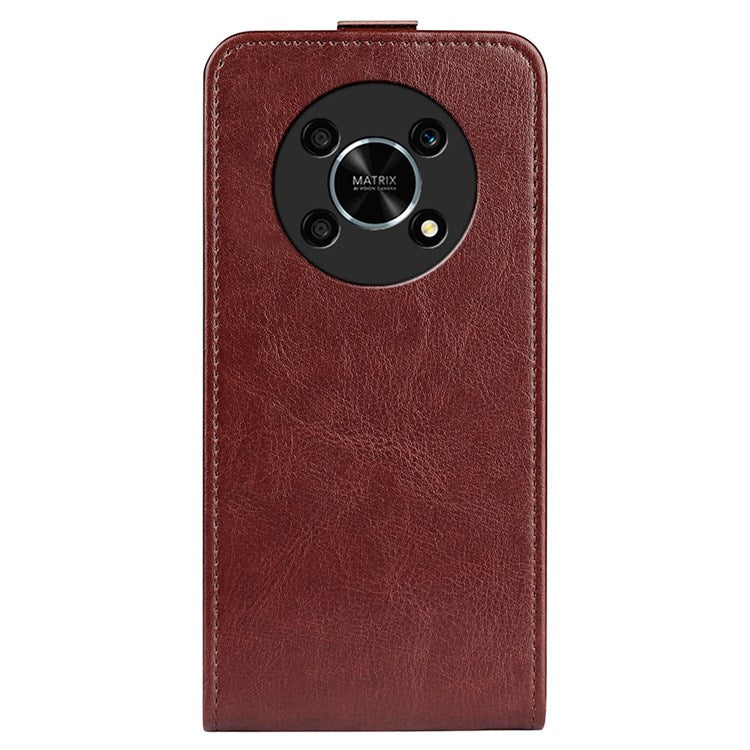 Vertical Flip Crazy Horse Texture Leather Case for Honor X30/Magic4 Lite 5G, Fingerprint-Free Phone Case with Single Card Holder - Brown