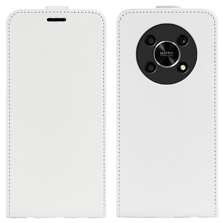 Vertical Flip Crazy Horse Texture Leather Case for Honor X30/Magic4 Lite 5G, Fingerprint-Free Phone Case with Single Card Holder - White