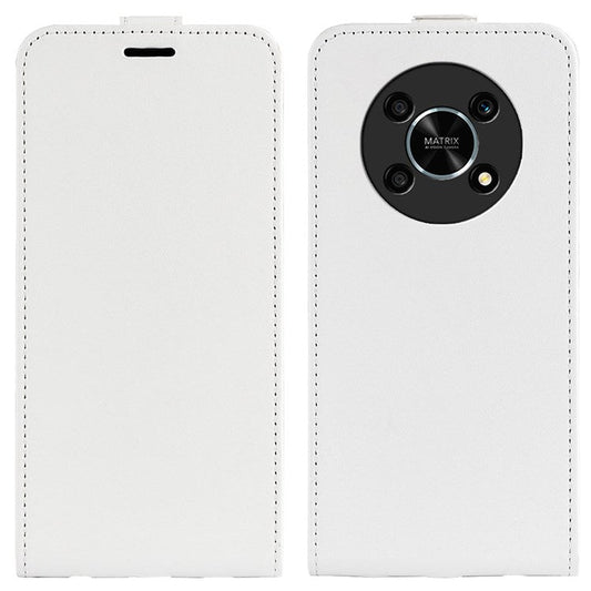 Vertical Flip Crazy Horse Texture Leather Case for Honor X30/Magic4 Lite 5G, Fingerprint-Free Phone Case with Single Card Holder - White