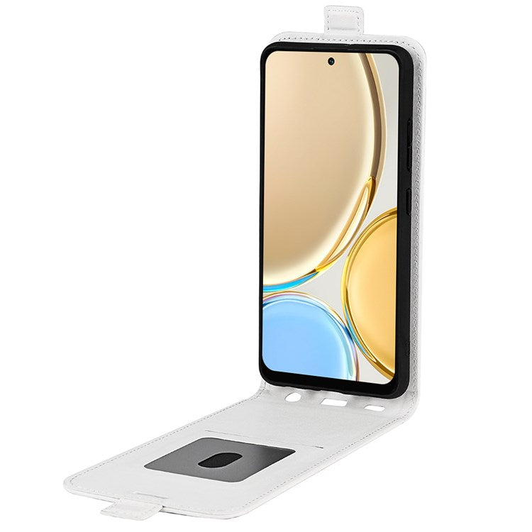 Vertical Flip Crazy Horse Texture Leather Case for Honor X30/Magic4 Lite 5G, Fingerprint-Free Phone Case with Single Card Holder - White