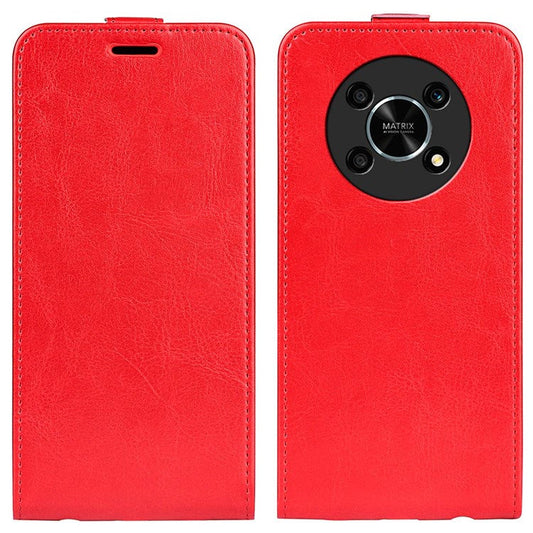 Vertical Flip Crazy Horse Texture Leather Case for Honor X30/Magic4 Lite 5G, Fingerprint-Free Phone Case with Single Card Holder - Red