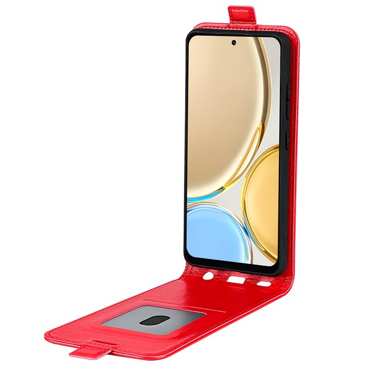 Vertical Flip Crazy Horse Texture Leather Case for Honor X30/Magic4 Lite 5G, Fingerprint-Free Phone Case with Single Card Holder - Red