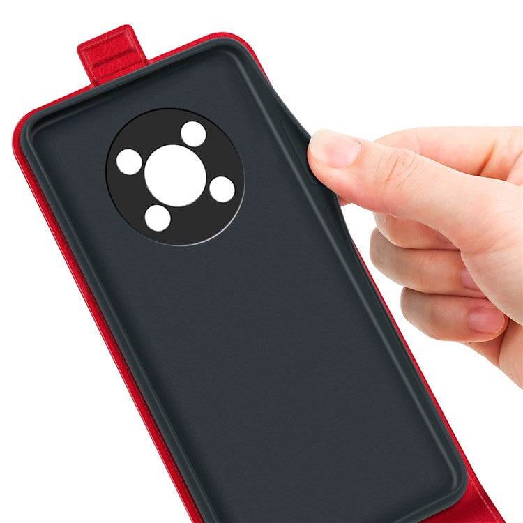 Vertical Flip Crazy Horse Texture Leather Case for Honor X30/Magic4 Lite 5G, Fingerprint-Free Phone Case with Single Card Holder - Red