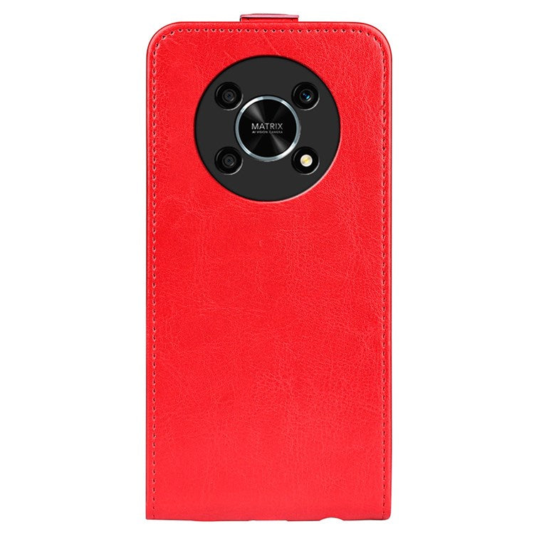 Vertical Flip Crazy Horse Texture Leather Case for Honor X30/Magic4 Lite 5G, Fingerprint-Free Phone Case with Single Card Holder - Red