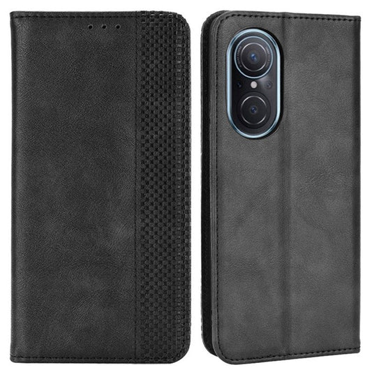Cell Phone Cover for Honor 50 SE/Huawei nova 9 SE, All-inclusive Protection Auto-Absorbed Retro Surface Wallet Stand Leather Phone Shell - Black