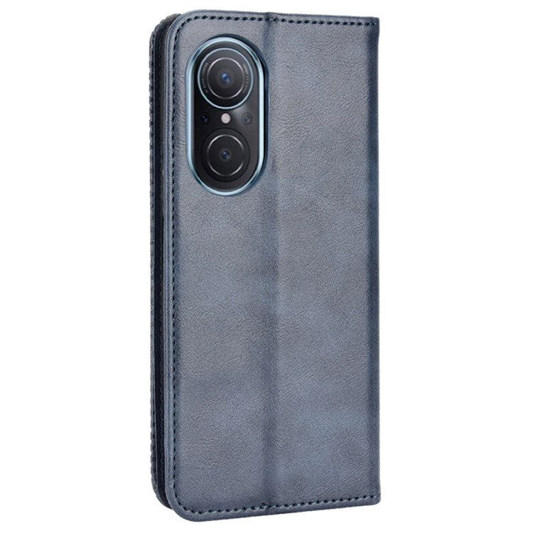 Cell Phone Cover for Honor 50 SE/Huawei nova 9 SE, All-inclusive Protection Auto-Absorbed Retro Surface Wallet Stand Leather Phone Shell - Blue