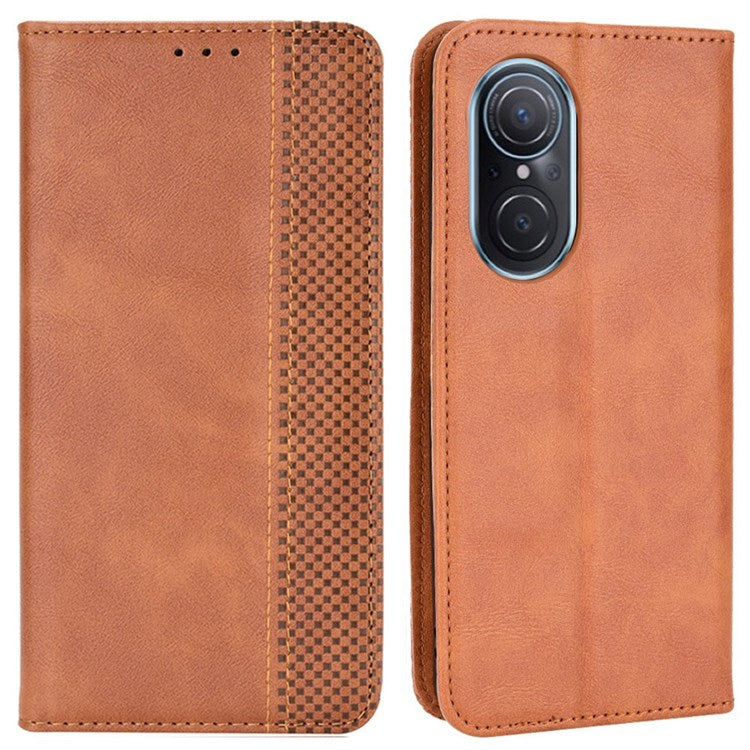 Cell Phone Cover for Honor 50 SE/Huawei nova 9 SE, All-inclusive Protection Auto-Absorbed Retro Surface Wallet Stand Leather Phone Shell - Brown
