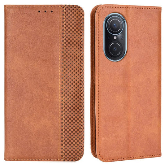 Cell Phone Cover for Honor 50 SE/Huawei nova 9 SE, All-inclusive Protection Auto-Absorbed Retro Surface Wallet Stand Leather Phone Shell - Brown