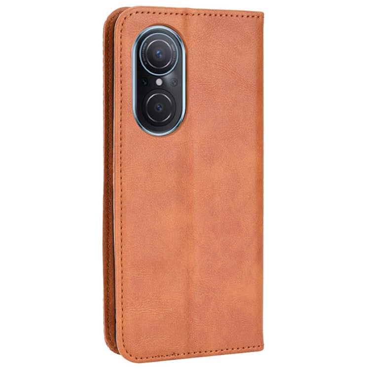 Cell Phone Cover for Honor 50 SE/Huawei nova 9 SE, All-inclusive Protection Auto-Absorbed Retro Surface Wallet Stand Leather Phone Shell - Brown