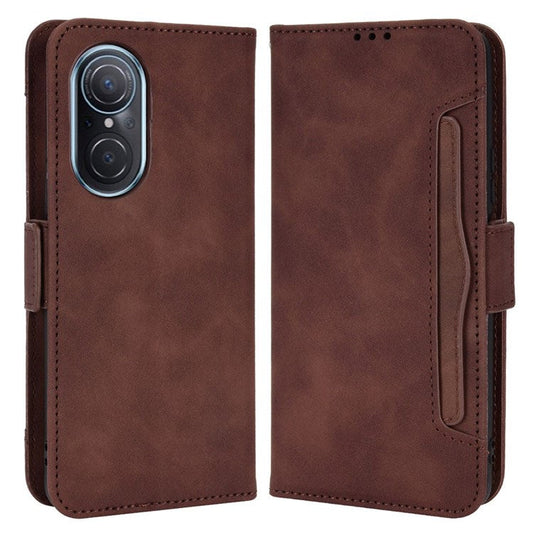 For Honor 50 SE/Huawei nova 9 SE Smartphone Bag Case Magnetic Flip Wallet Style Stand Shockproof PU Leather Phone Cover - Brown