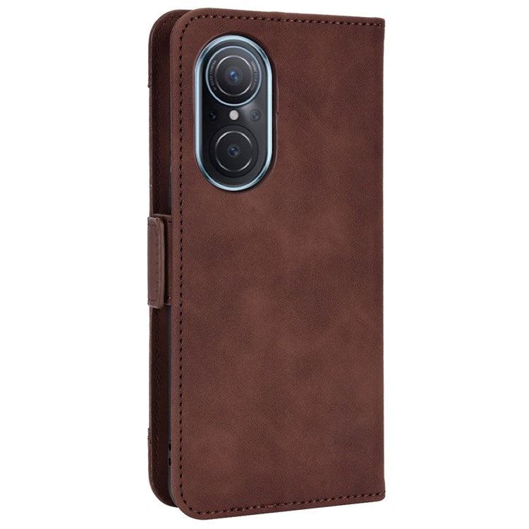 For Honor 50 SE/Huawei nova 9 SE Smartphone Bag Case Magnetic Flip Wallet Style Stand Shockproof PU Leather Phone Cover - Brown