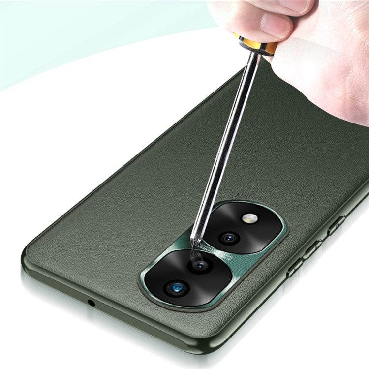 FUKELAI For Honor 70 Pro 5G Metal Lens Protection Ultra Slim Phone Case Textured PU Leather Soft TPU Hard PC Hybrid Cover - Blue