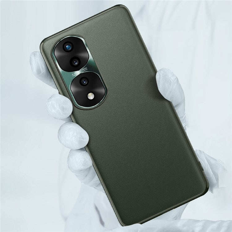 FUKELAI For Honor 70 Pro 5G Metal Lens Protection Ultra Slim Phone Case Textured PU Leather Soft TPU Hard PC Hybrid Cover - Blue