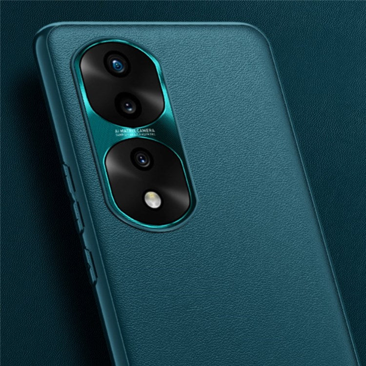 FUKELAI For Honor 70 Pro 5G Metal Lens Protection Ultra Slim Phone Case Textured PU Leather Soft TPU Hard PC Hybrid Cover - Blue