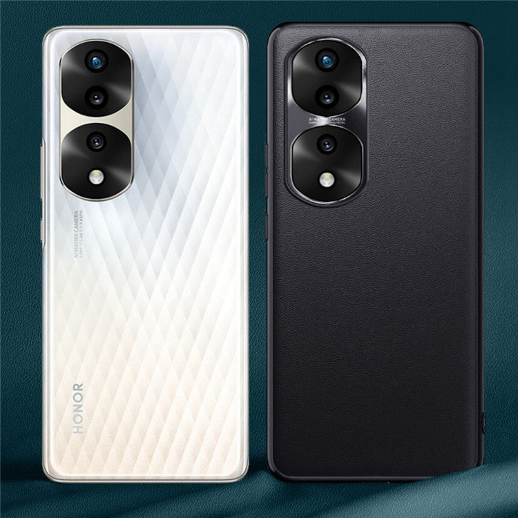 FUKELAI For Honor 70 Pro 5G Metal Lens Protection Ultra Slim Phone Case Textured PU Leather Soft TPU Hard PC Hybrid Cover - Blue