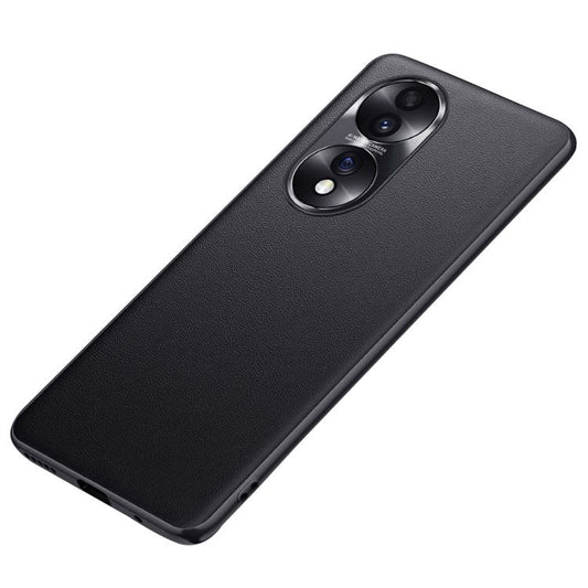 FUKELAI For Honor 70 5G Anti-drop Phone Case PU Leather + TPU + PC Hybrid Shell with Metal Lens Cover - Black