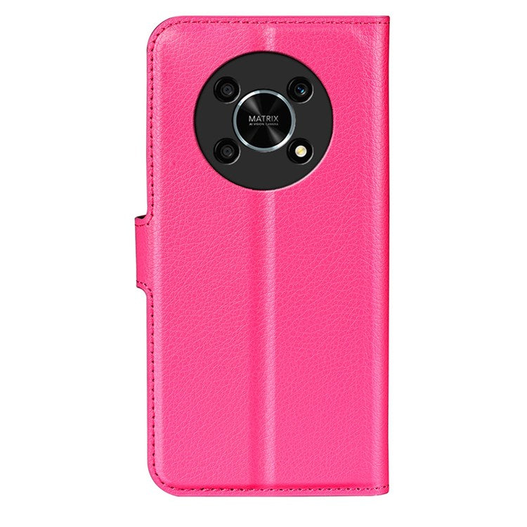 For Honor X30/Magic 4 Lite 5G Litchi Texture Phone Case Foldable Stand PU Leather Wallet Soft Shell Mobile Phone Cover - Rose
