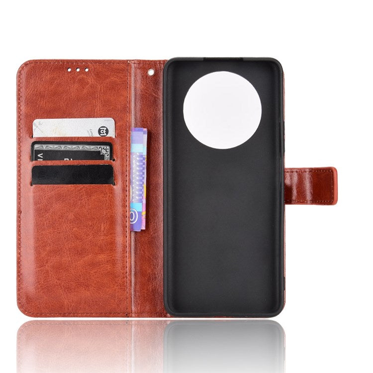 For Honor X9 4G/5G/Magic4 Lite 4G/5G/X30 5G PU Leather Magnetic Case Crazy Horse Texture Inner TPU Anti-Scratch Stand Wallet Cover with Strap - Brown