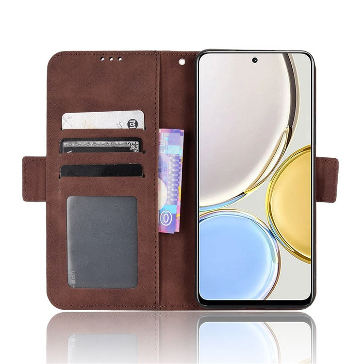 For Honor X9 4G/5G/Magic4 Lite 4G/5G/X30 5G PU Leather Flip Stand Case Magnetic Closure Multi-Card Slot Holder Wallet Cover - Brown