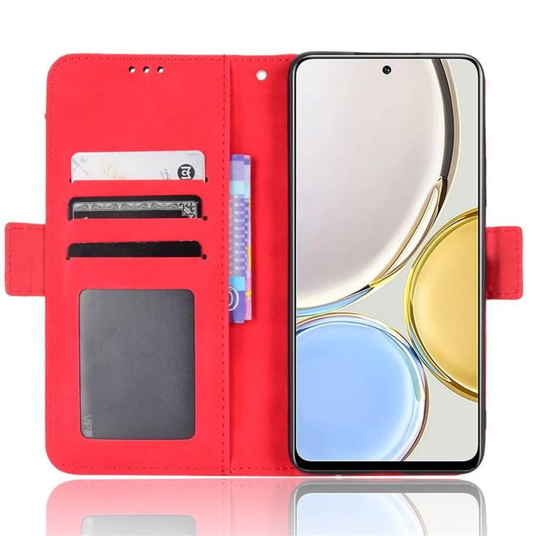 For Honor X9 4G/5G/Magic4 Lite 4G/5G/X30 5G PU Leather Flip Stand Case Magnetic Closure Multi-Card Slot Holder Wallet Cover - Red