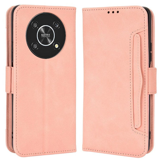 For Honor X9 4G/5G/Magic4 Lite 4G/5G/X30 5G PU Leather Flip Stand Case Magnetic Closure Multi-Card Slot Holder Wallet Cover - Pink