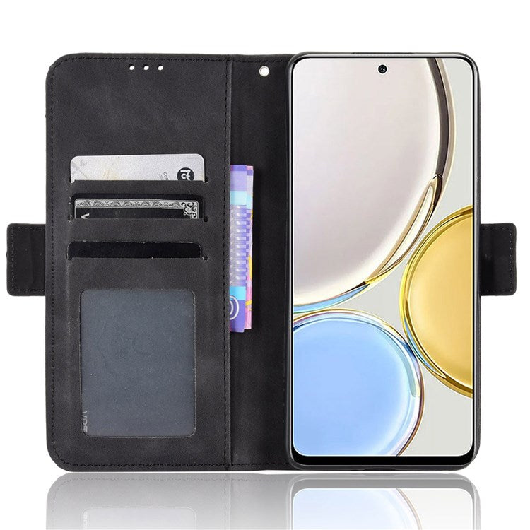 For Honor X9 4G/5G/Magic4 Lite 4G/5G/X30 5G PU Leather Flip Stand Case Magnetic Closure Multi-Card Slot Holder Wallet Cover - Black