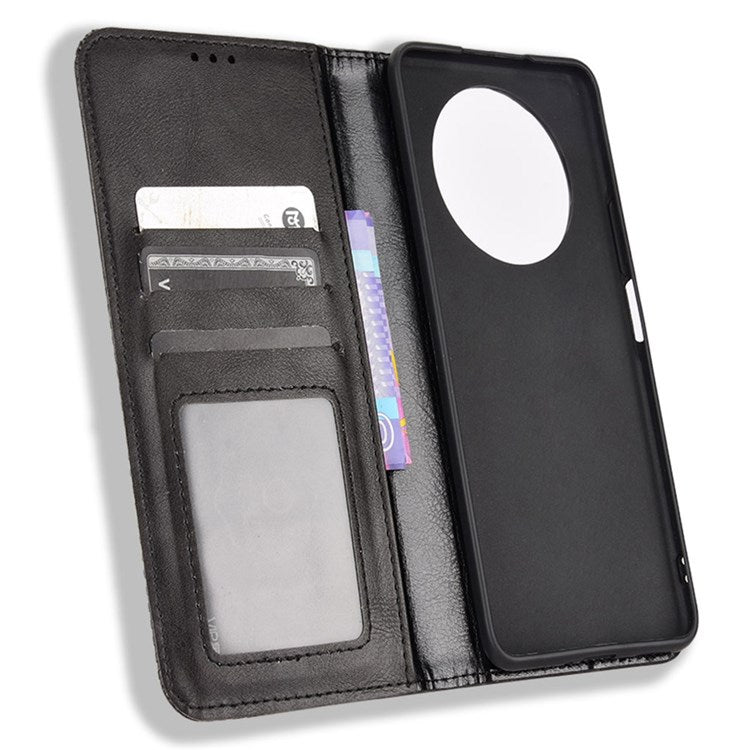 For Honor X9 4G/5G/Magic4 Lite 4G/5G/X30 5G Retro Series Wallet Case PU Leather Magnetic Auto Closing Stand Flip Folio Phone Cover - Black