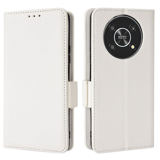 For Honor Magic4 Lite 4G/5G/X9 4G/5G/X30 5G Stand Wallet Style Flip Magnetic Litchi Texture Case Leather Phone Protector - White