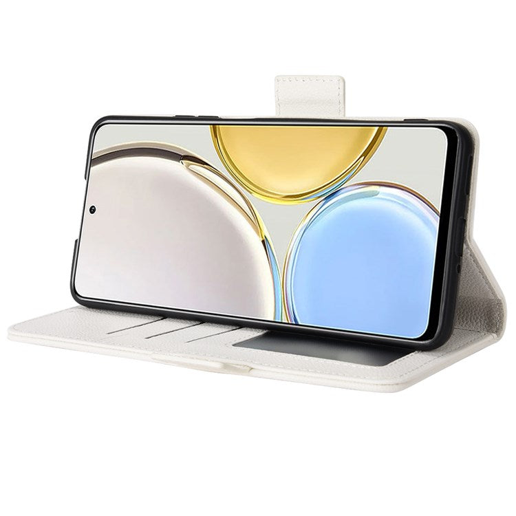 For Honor Magic4 Lite 4G/5G/X9 4G/5G/X30 5G Stand Wallet Style Flip Magnetic Litchi Texture Case Leather Phone Protector - White