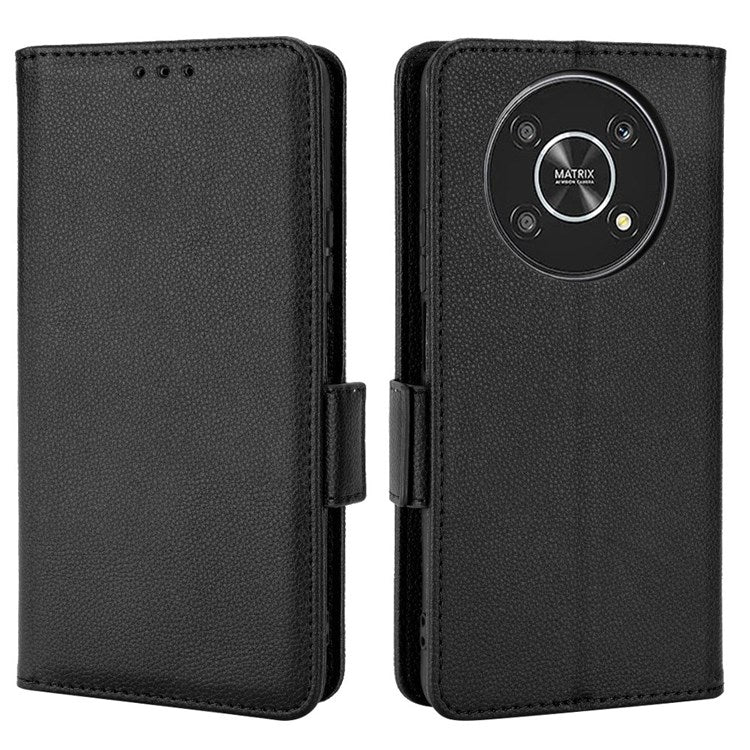 For Honor Magic4 Lite 4G/5G/X9 4G/5G/X30 5G Stand Wallet Style Flip Magnetic Litchi Texture Case Leather Phone Protector - Black