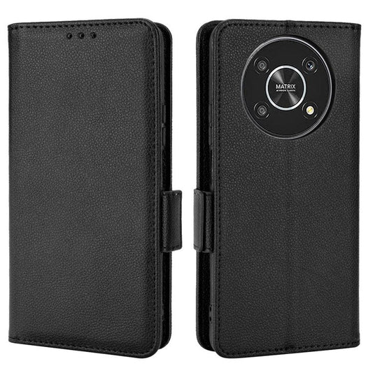 For Honor Magic4 Lite 4G/5G/X9 4G/5G/X30 5G Stand Wallet Style Flip Magnetic Litchi Texture Case Leather Phone Protector - Black