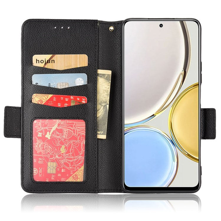 For Honor Magic4 Lite 4G/5G/X9 4G/5G/X30 5G Stand Wallet Style Flip Magnetic Litchi Texture Case Leather Phone Protector - Black