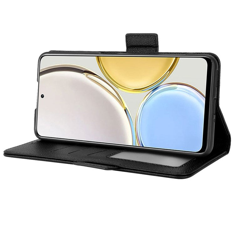 For Honor Magic4 Lite 4G/5G/X9 4G/5G/X30 5G Stand Wallet Style Flip Magnetic Litchi Texture Case Leather Phone Protector - Black