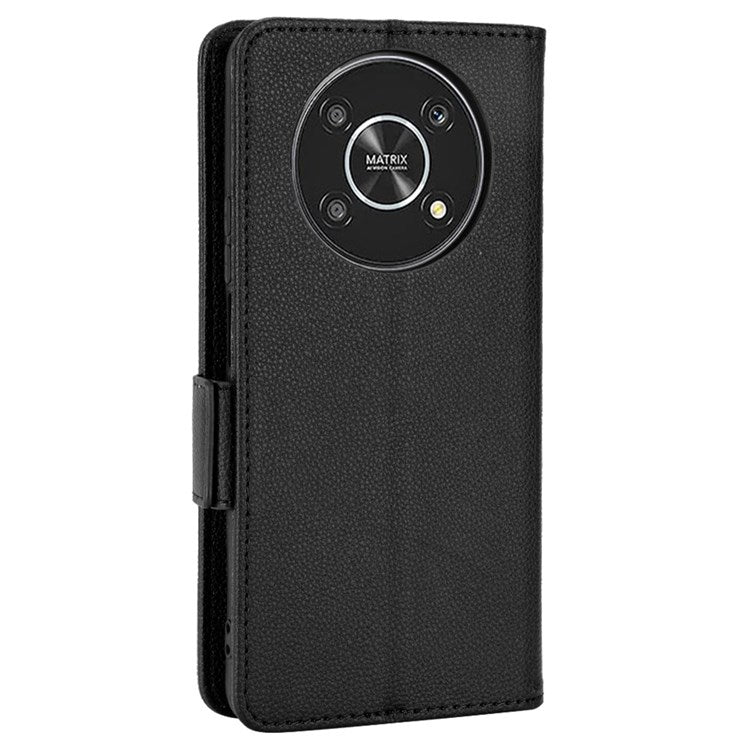 For Honor Magic4 Lite 4G/5G/X9 4G/5G/X30 5G Stand Wallet Style Flip Magnetic Litchi Texture Case Leather Phone Protector - Black