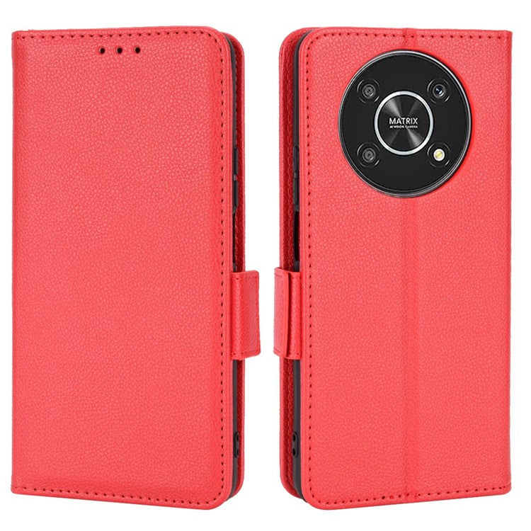For Honor Magic4 Lite 4G/5G/X9 4G/5G/X30 5G Stand Wallet Style Flip Magnetic Litchi Texture Case Leather Phone Protector - Red