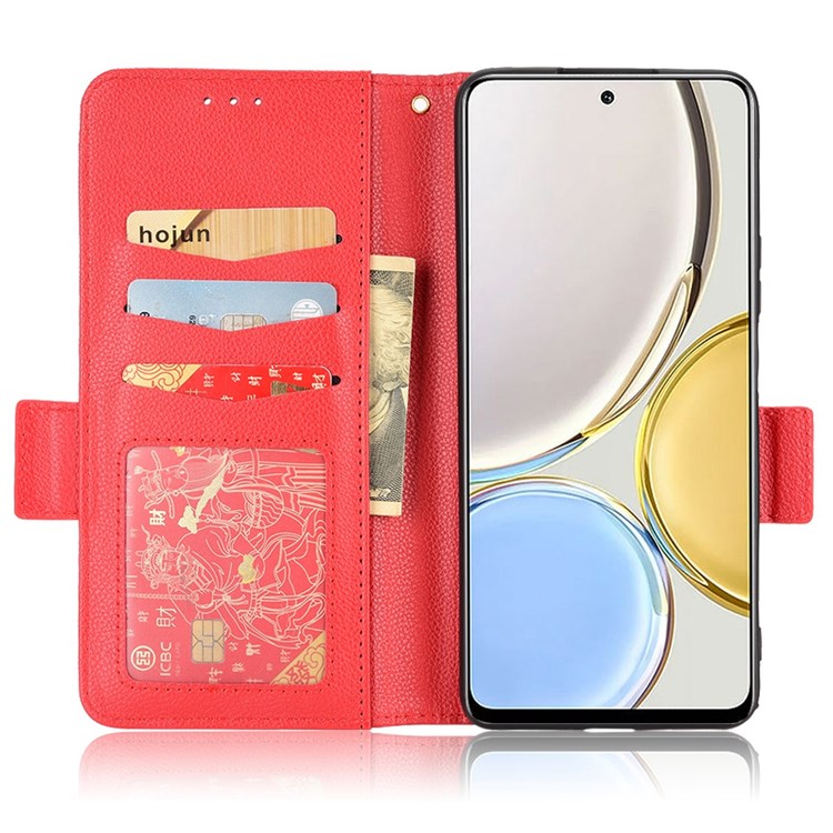 For Honor Magic4 Lite 4G/5G/X9 4G/5G/X30 5G Stand Wallet Style Flip Magnetic Litchi Texture Case Leather Phone Protector - Red