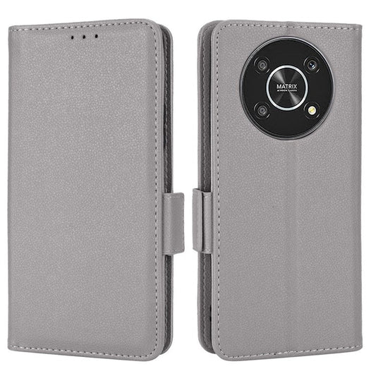 For Honor Magic4 Lite 4G/5G/X9 4G/5G/X30 5G Stand Wallet Style Flip Magnetic Litchi Texture Case Leather Phone Protector - Grey