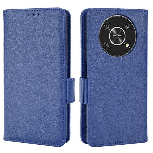 For Honor Magic4 Lite 4G/5G/X9 4G/5G/X30 5G Stand Wallet Style Flip Magnetic Litchi Texture Case Leather Phone Protector - Dark Blue