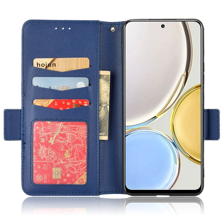 For Honor Magic4 Lite 4G/5G/X9 4G/5G/X30 5G Stand Wallet Style Flip Magnetic Litchi Texture Case Leather Phone Protector - Dark Blue