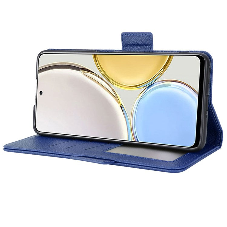 For Honor Magic4 Lite 4G/5G/X9 4G/5G/X30 5G Stand Wallet Style Flip Magnetic Litchi Texture Case Leather Phone Protector - Dark Blue