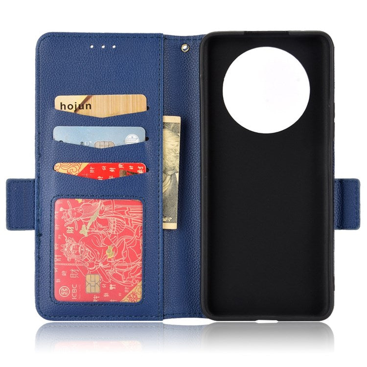 For Honor Magic4 Lite 4G/5G/X9 4G/5G/X30 5G Stand Wallet Style Flip Magnetic Litchi Texture Case Leather Phone Protector - Dark Blue