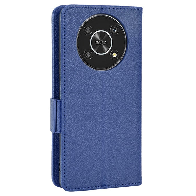 For Honor Magic4 Lite 4G/5G/X9 4G/5G/X30 5G Stand Wallet Style Flip Magnetic Litchi Texture Case Leather Phone Protector - Dark Blue