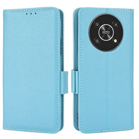 For Honor Magic4 Lite 4G/5G/X9 4G/5G/X30 5G Stand Wallet Style Flip Magnetic Litchi Texture Case Leather Phone Protector - Baby Blue