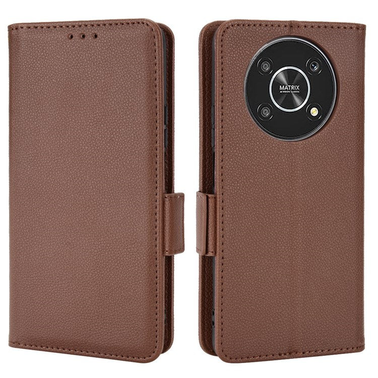 For Honor Magic4 Lite 4G/5G/X9 4G/5G/X30 5G Stand Wallet Style Flip Magnetic Litchi Texture Case Leather Phone Protector - Brown